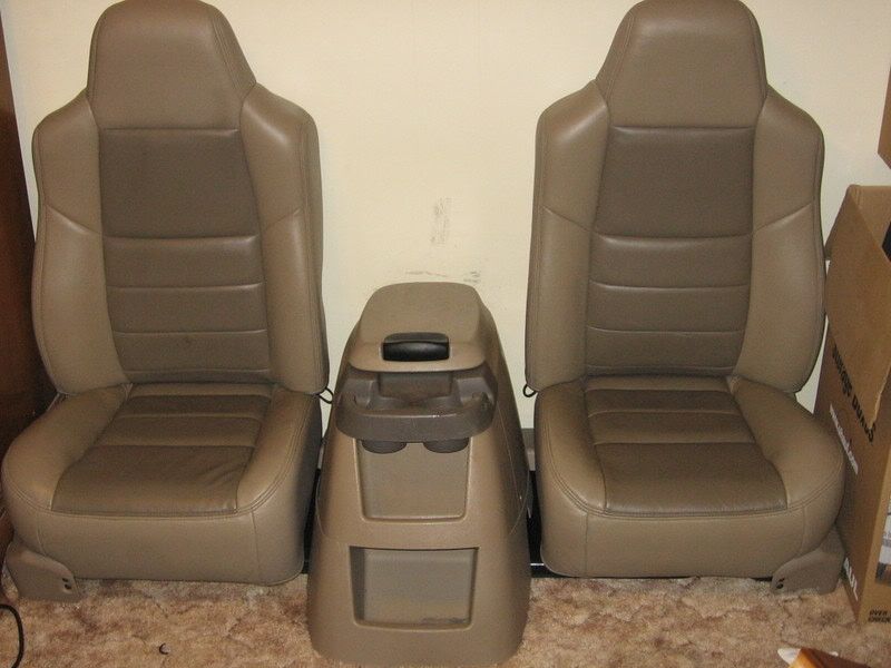 9908 ford superduty crew cab tan leather rear captain chairs *pics